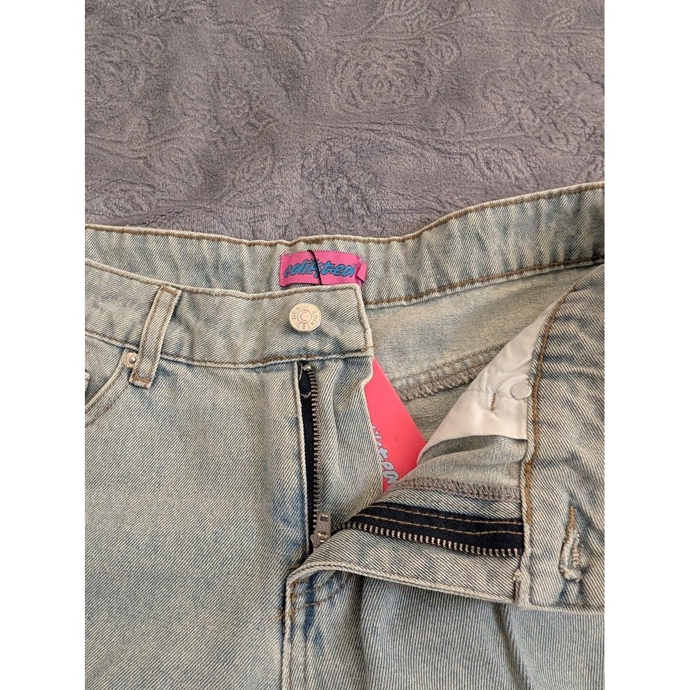 EDIKTED Light Blue Wide Leg Jeans Bow Pocket 100% Cotton Women's Size M - Picture 8 of 9